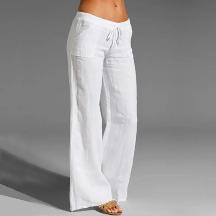 Pantalon femme ample à taille élastique, coupe décontractée