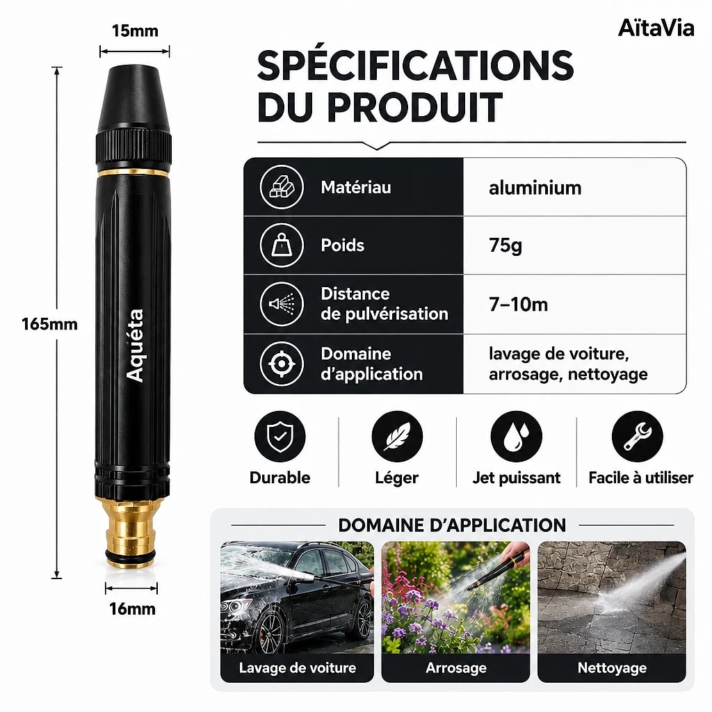 Aquéta – Pistolet Arrosage Haute Pression