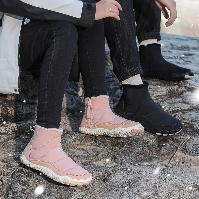 Bottines d'Hiver Chaudes Unisexes – Confort Pieds Nus et Imperméables