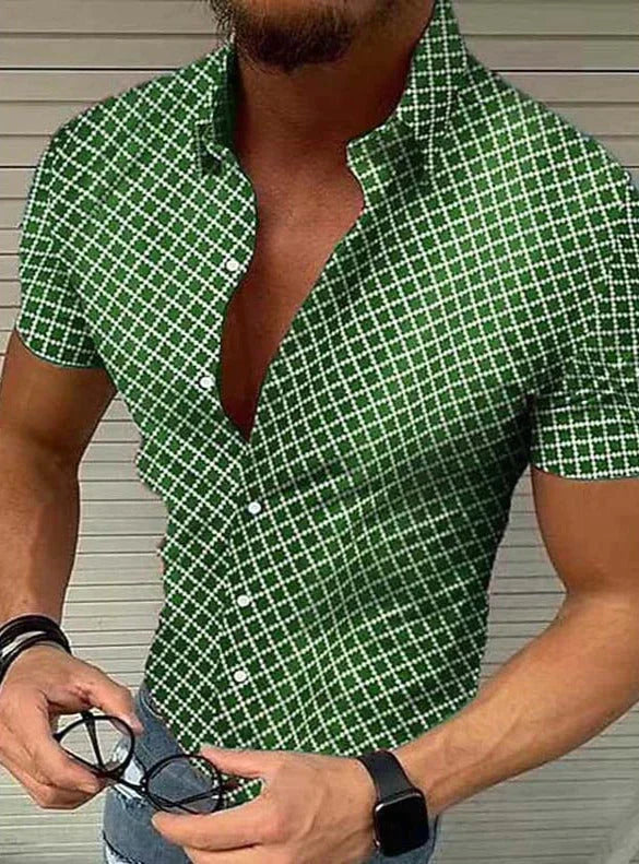 Chemise Plaid à Manches Courtes pour Hommes - Style Décontracté