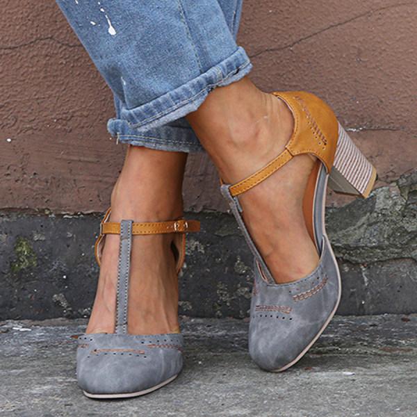 Escarpins femme en cuir à talon modéré, confortables et stables