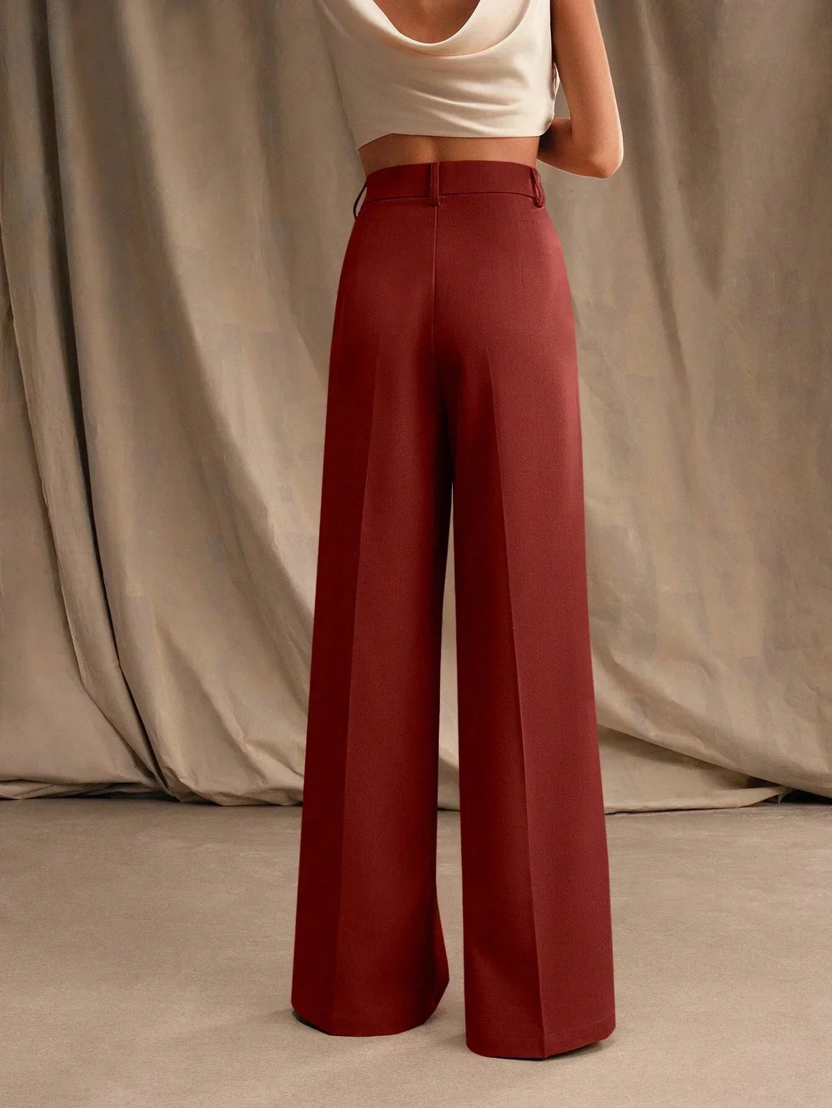 Pantalon large plissé taille haute pour Femme
