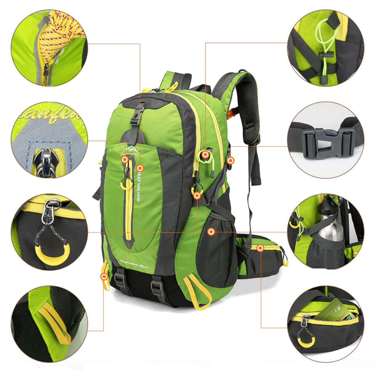 Sac à Dos de Randonnée - 40L - Imperméable, Ergonomique