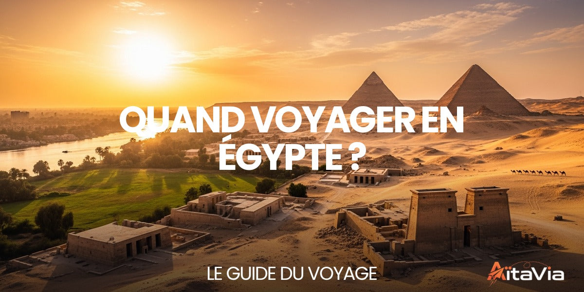 Quand voyager en Égypte ? — pyramides de Gizeh au coucher du soleil dans le désert