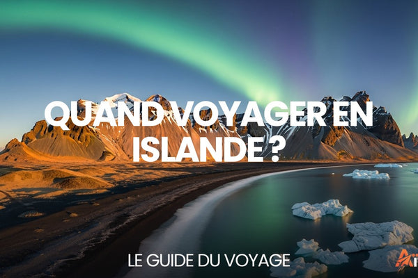 Quand voyager en Islande ? — paysage islandais avec aurores boréales et lac glaciaire