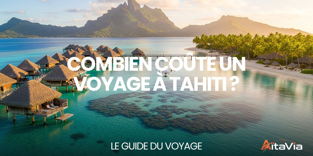 Combien coûte un voyage à Tahiti ? — lagon turquoise de Polynésie avec bungalow sur pilotis