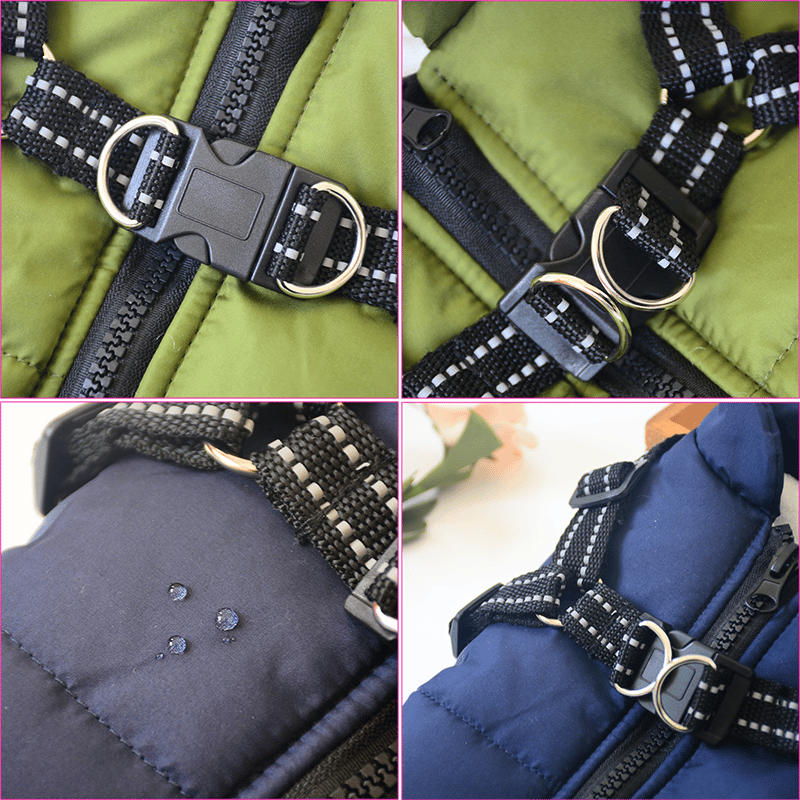 Manteau chien imperméable d'hiver avec harnais intégré