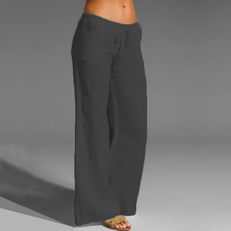 Pantalon femme ample à taille élastique, coupe décontractée