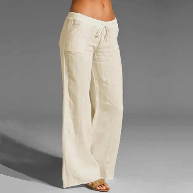 Pantalon femme ample à taille élastique, coupe décontractée