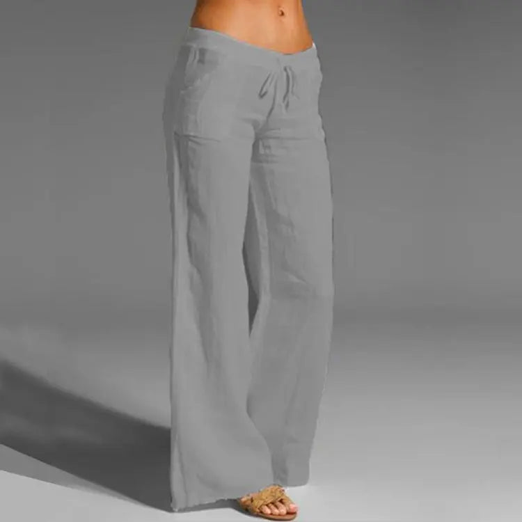 Pantalon femme ample à taille élastique, coupe décontractée