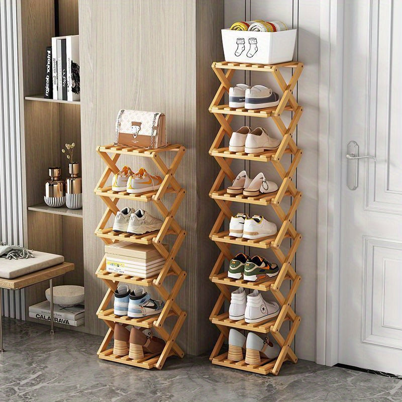 Meuble à chaussures en bambou pliable, étagère à plusieurs niveaux