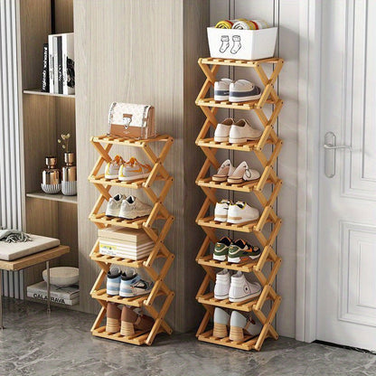 Meuble à chaussures en bambou pliable, étagère à plusieurs niveaux