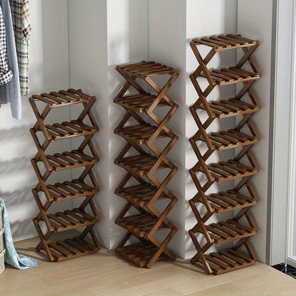 Meuble à chaussures en bambou pliable, étagère à plusieurs niveaux