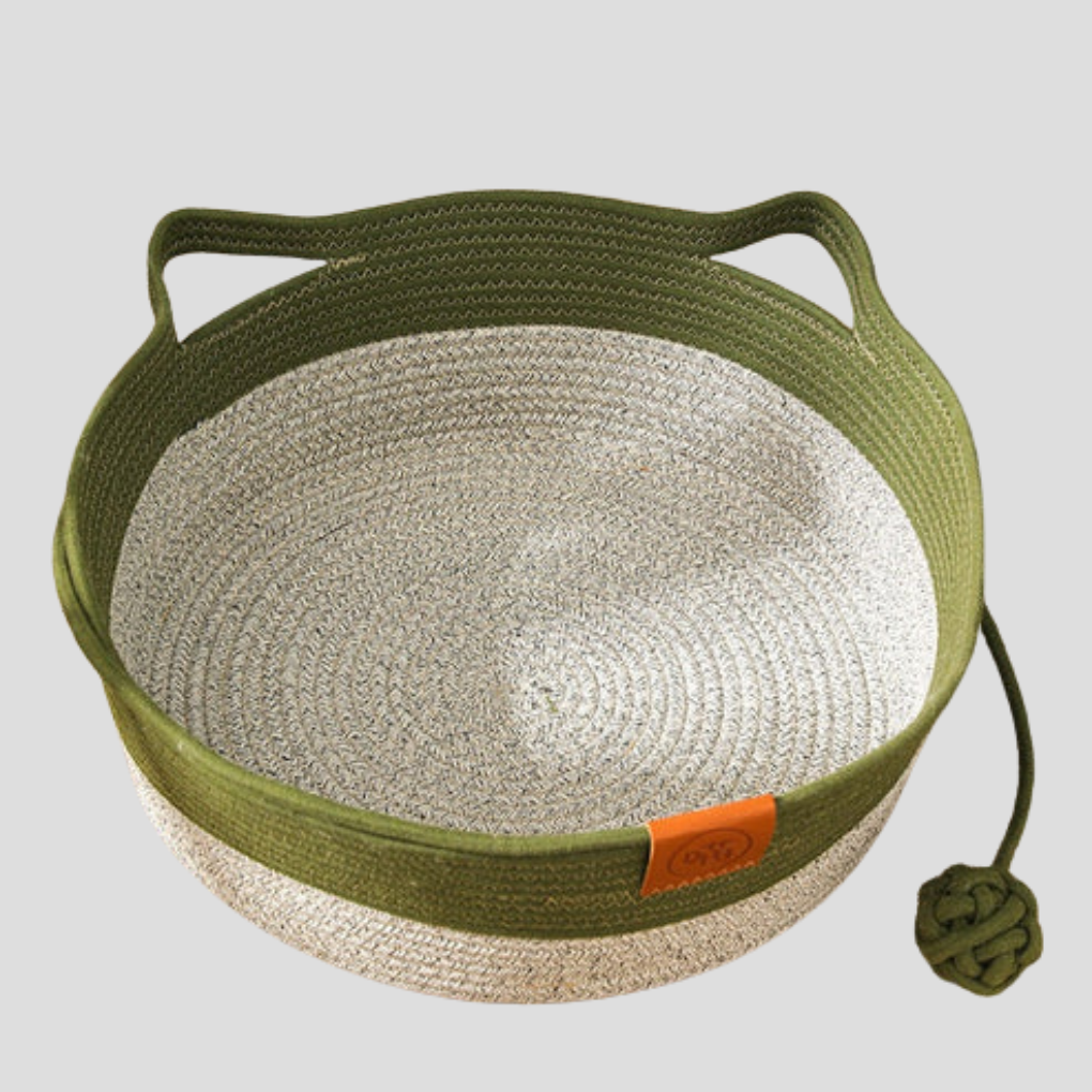 Panier pour chat en corde de coton tressée, forme ronde