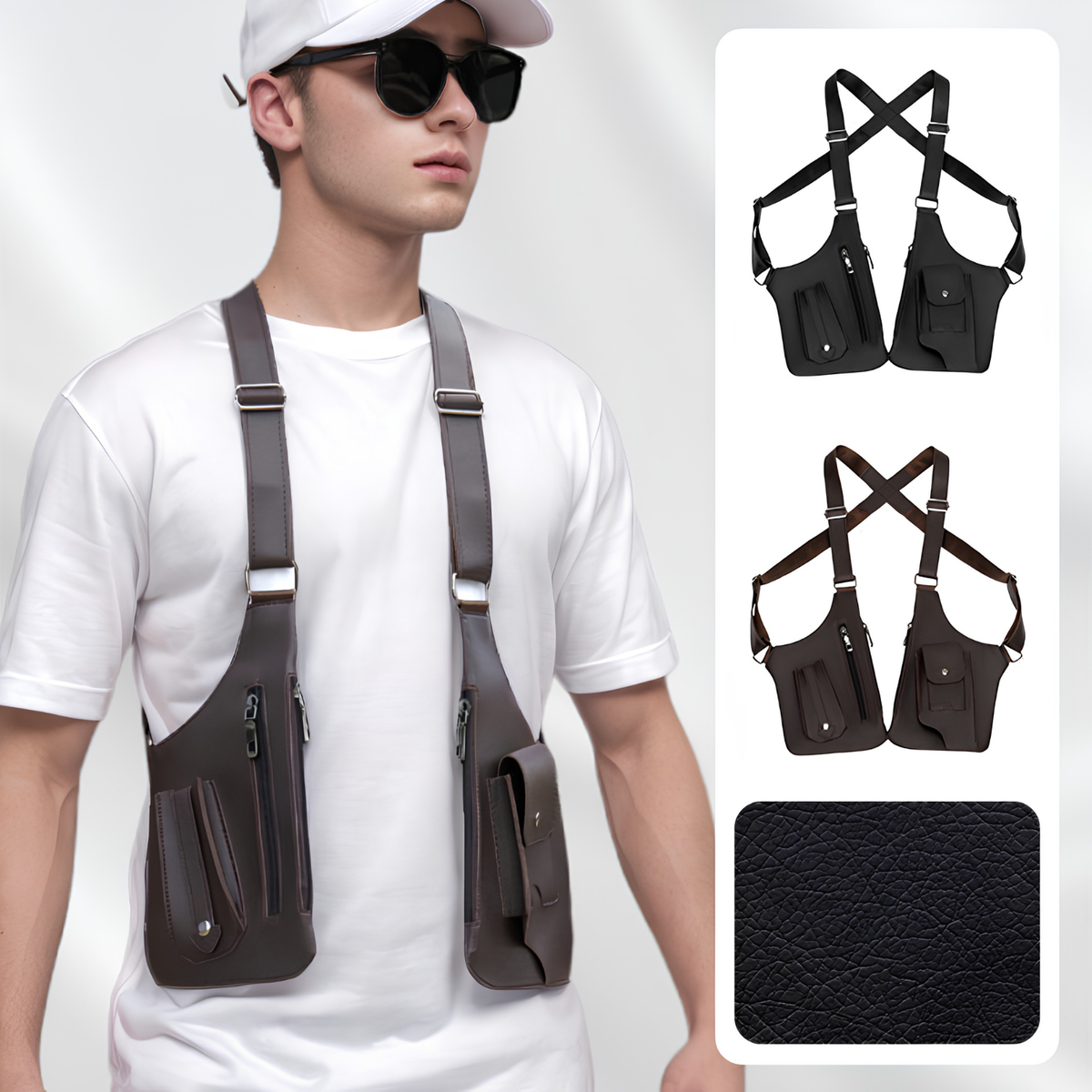 Sac bandoulière homme antivol en similicuir, léger et discret
