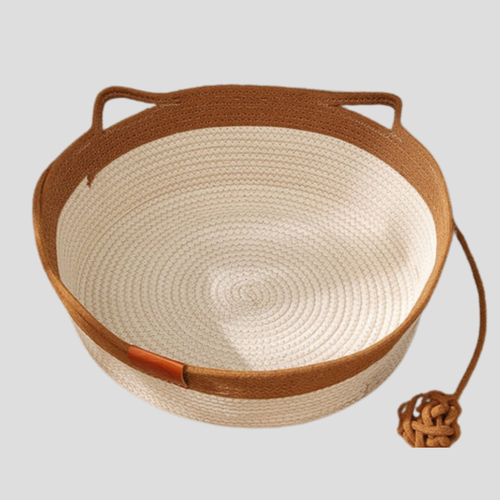Panier pour chat en corde de coton tressée, forme ronde