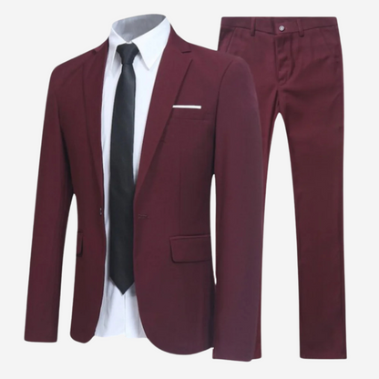 Costume homme deux pièces coupe ajustée, veste droite et pantalon