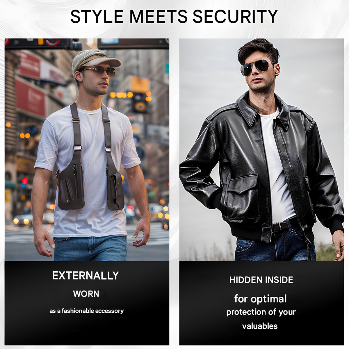 Sac bandoulière homme antivol en similicuir, léger et discret