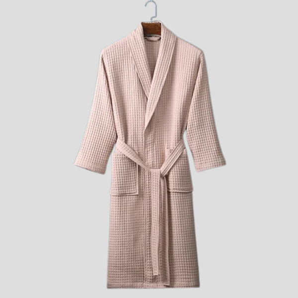 Peignoir unisexe en coton avec col châle et ceinture