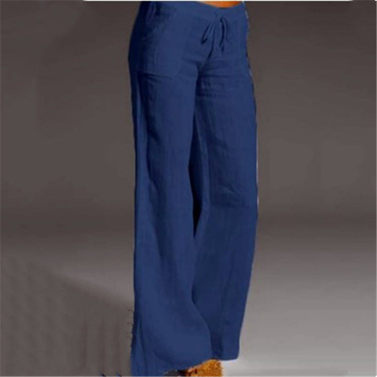 Pantalon femme ample à taille élastique, coupe décontractée