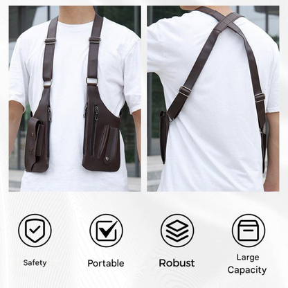 Sac bandoulière homme antivol en similicuir, léger et discret