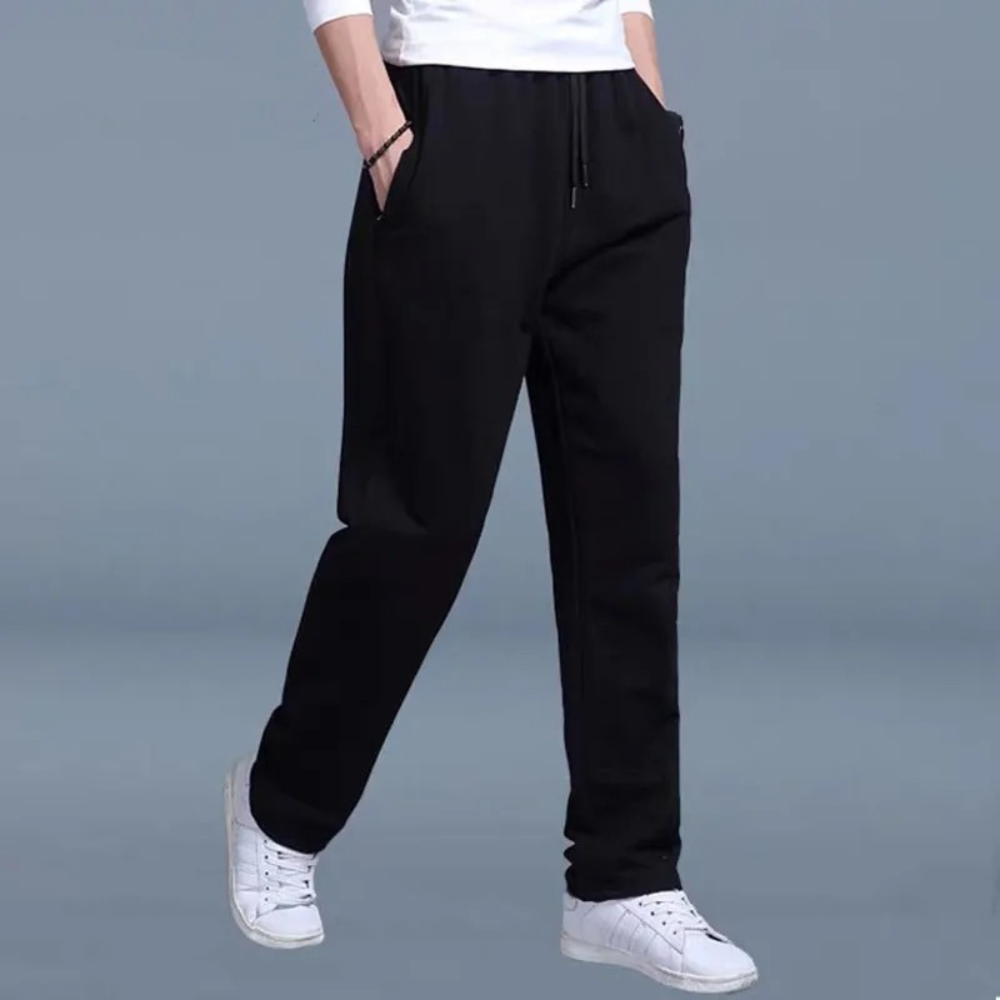 Pantalon de jogging homme jambe large, taille élastique à cordon