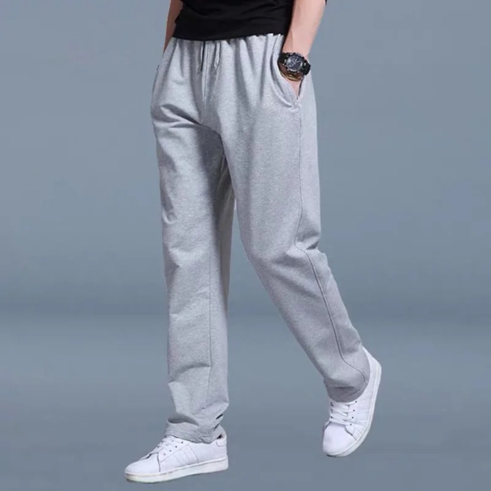 Pantalon de jogging homme jambe large, taille élastique à cordon