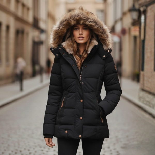 Doudoune femme à capuche, rembourrage synthétique et zip
