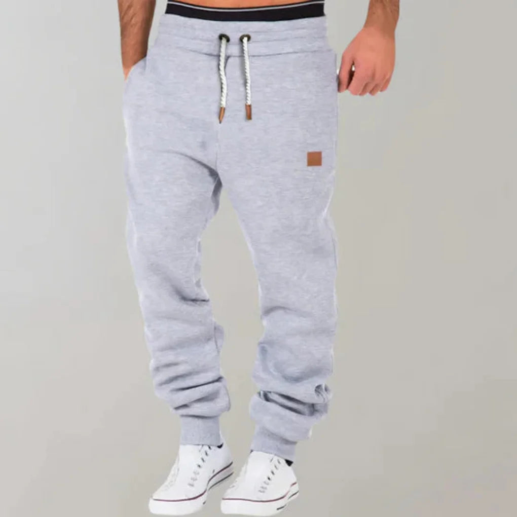 Pantalon de jogging homme en tissu doux, taille élastique à cordon