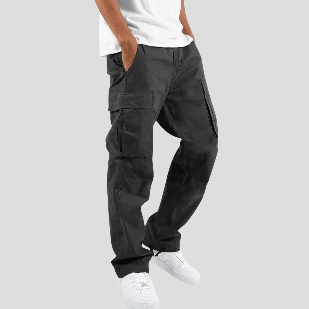 Pantalon cargo homme en coton mélangé à poches multiples