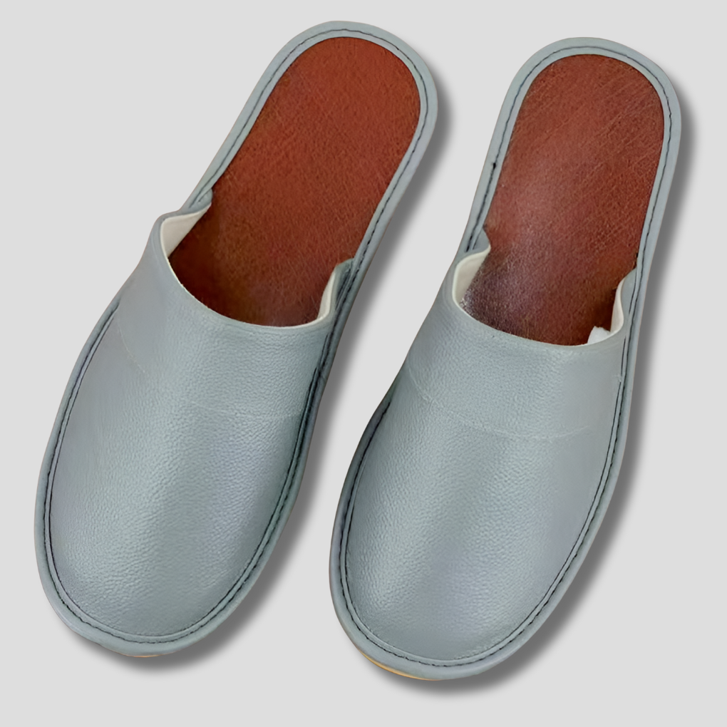 Chaussons homme en cuir à enfiler, semelle intérieure rembourrée