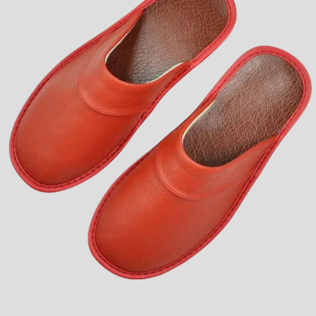 Chaussons homme en cuir à enfiler, semelle intérieure rembourrée