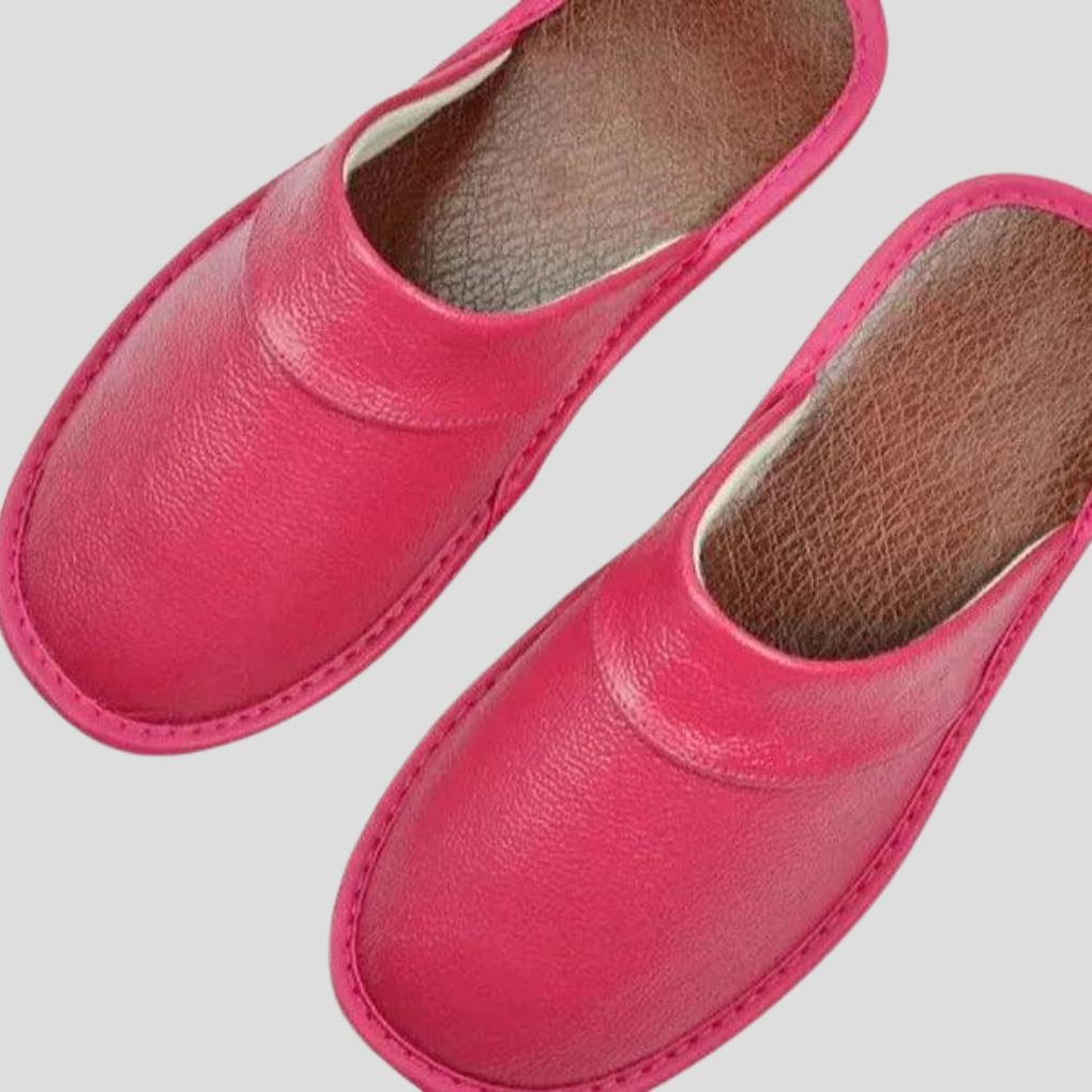 Chaussons homme en cuir à enfiler, semelle intérieure rembourrée