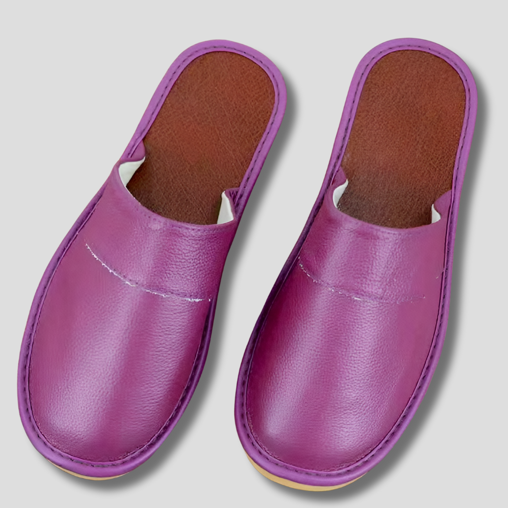 Chaussons homme en cuir à enfiler, semelle intérieure rembourrée