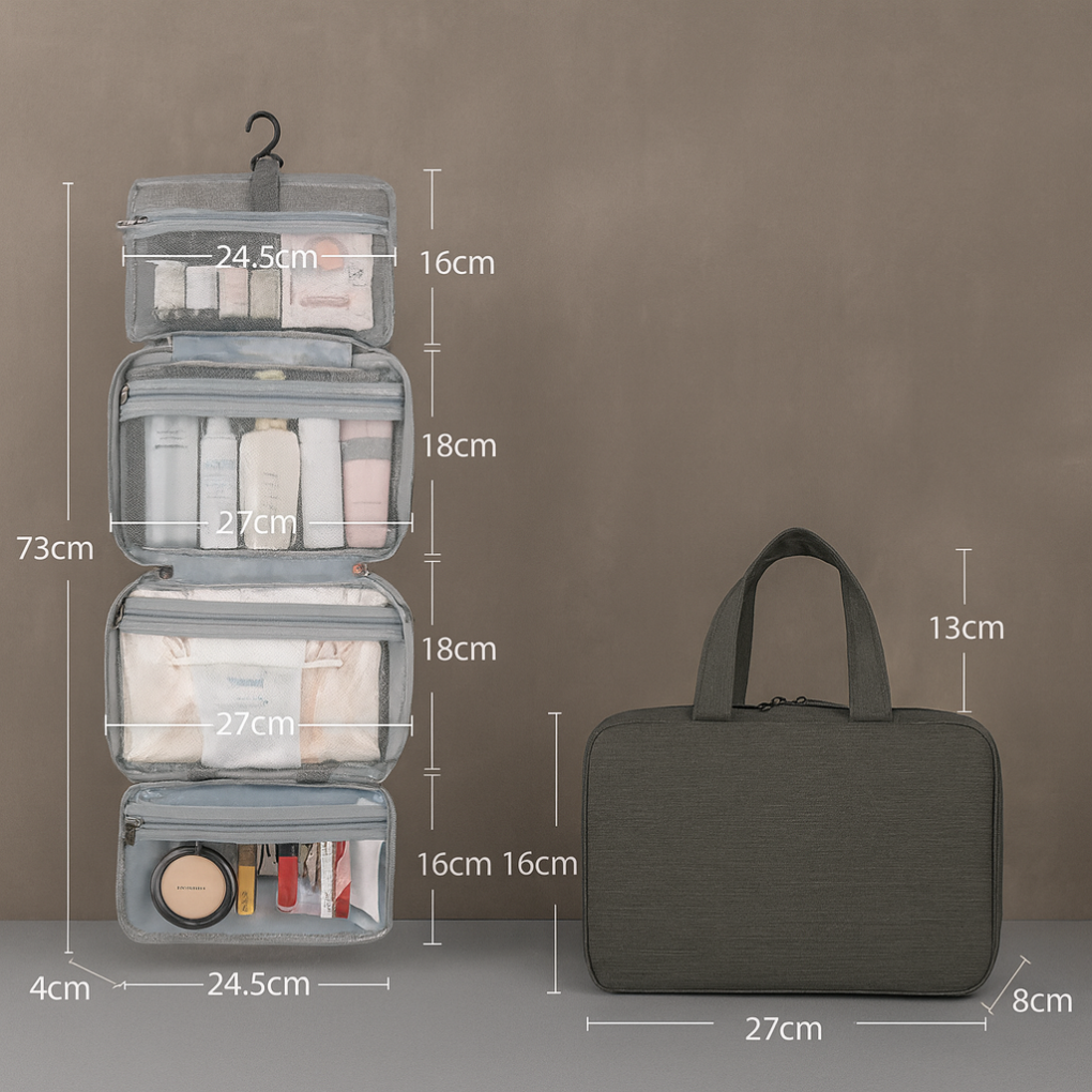 Trousse de toilette de voyage à suspendre, multi-compartiments