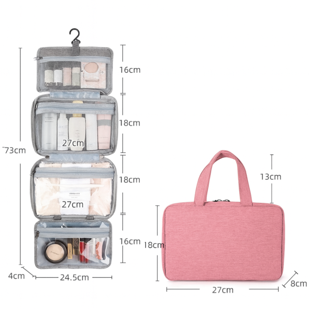 Trousse de toilette de voyage à suspendre, multi-compartiments