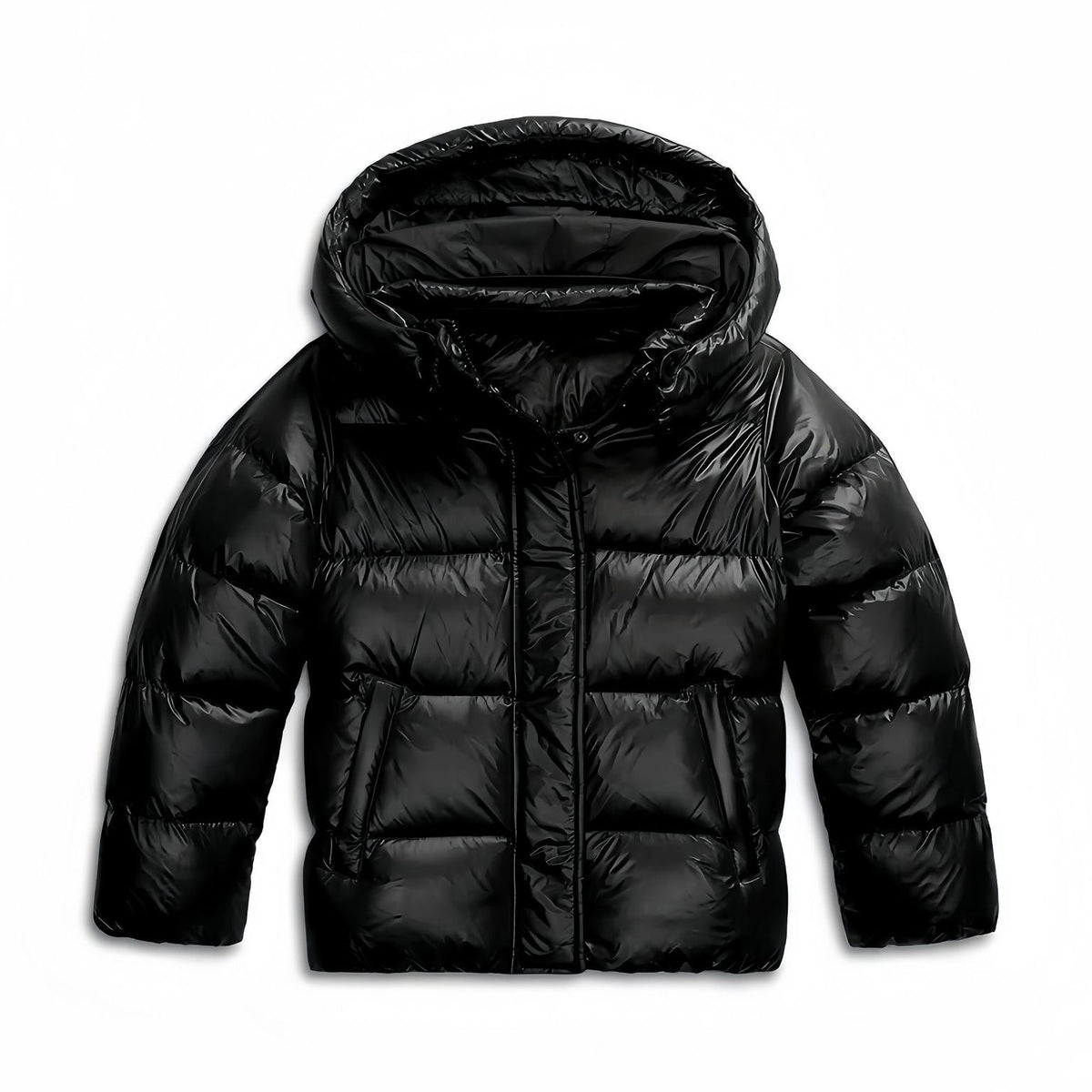 Manteau hiver femme matelassé à capuche fixe et coupe droite