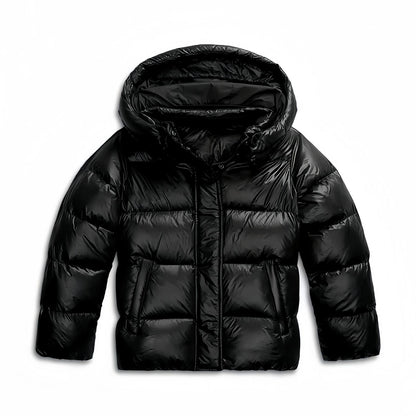 Manteau hiver femme matelassé à capuche fixe et coupe droite