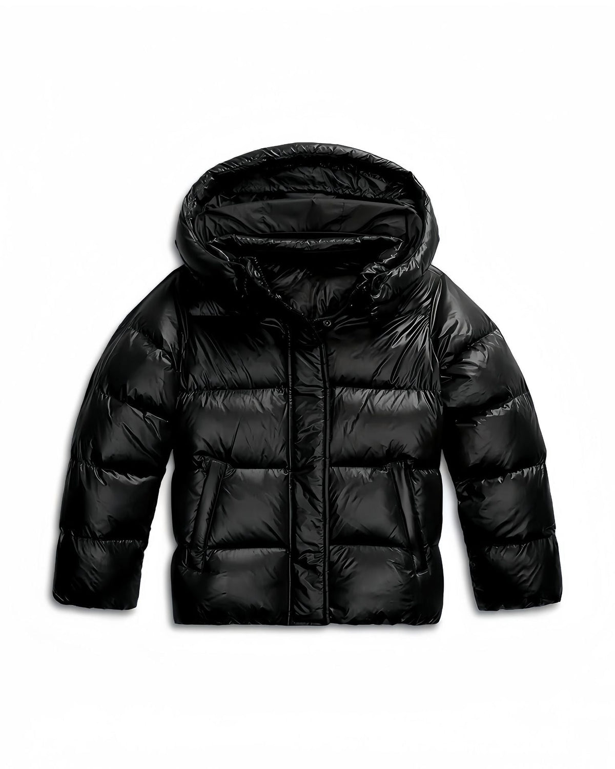 Manteau hiver femme matelassé à capuche fixe et coupe droite