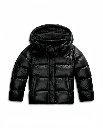 Manteau hiver femme matelassé à capuche fixe et coupe droite