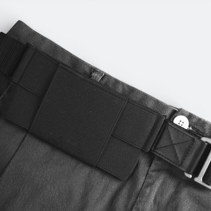 AïtaVia black secure travel belt pouch with multiple compartments and adjustable strap, designed for discreet storage of valuables.