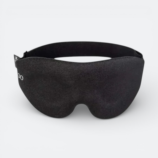AïtaVia black contoured sleep mask for total darkness and comfort during travel.