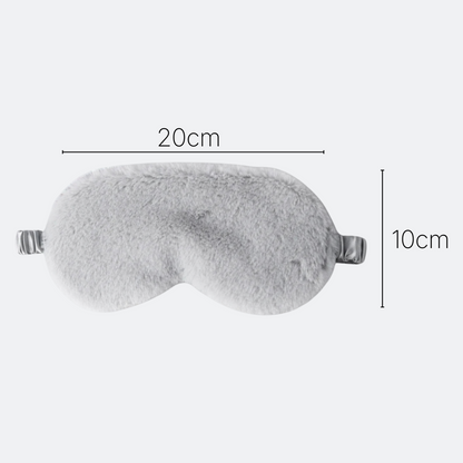 AïtaVia light grey plush sleep mask, soft and comfortable for travel, 20cm x 10cm.