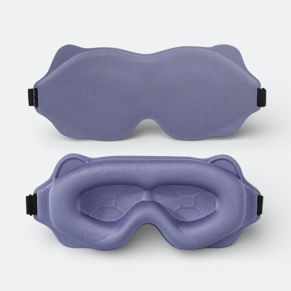 AïtaVia padded sleep mask in lavender, contoured for comfort and total blackout. Ideal for travel.