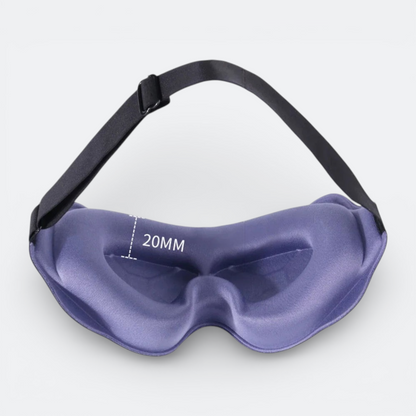 AïtaVia padded sleep mask in deep purple satin with adjustable black strap and 20mm eye contour.