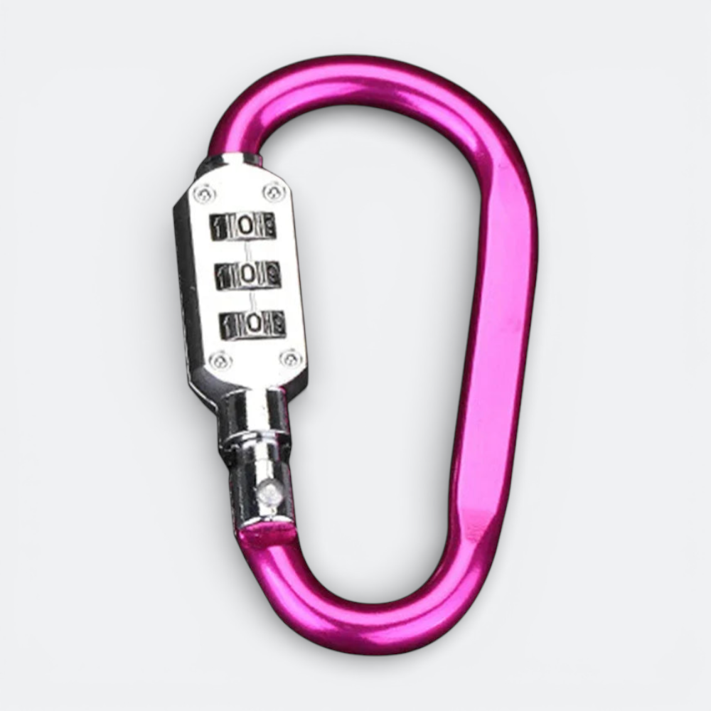 AïtaVia pink carabiner luggage lock with 3-digit combination lock