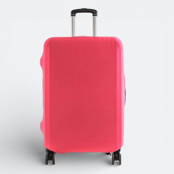 AïtaVia bright pink suitcase cover, protecting luggage from scratches and splashes. Stretchy fabric fits snugly.