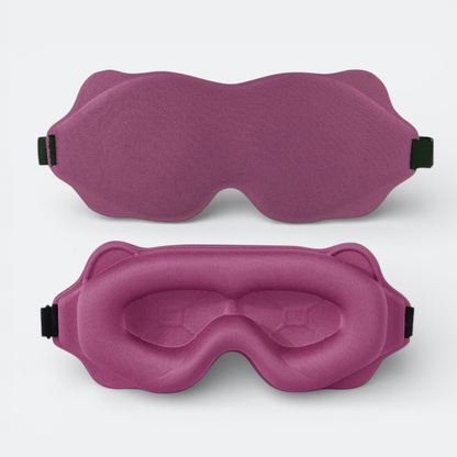 AïtaVia padded sleep mask in plum, designed for travel comfort with contoured eye cups.