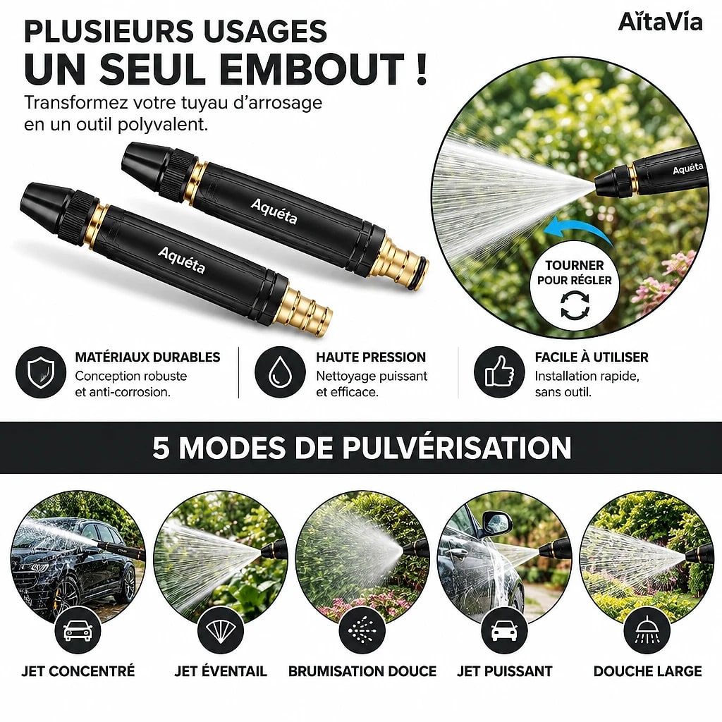 Aquéta – Pistolet Arrosage Haute Pression