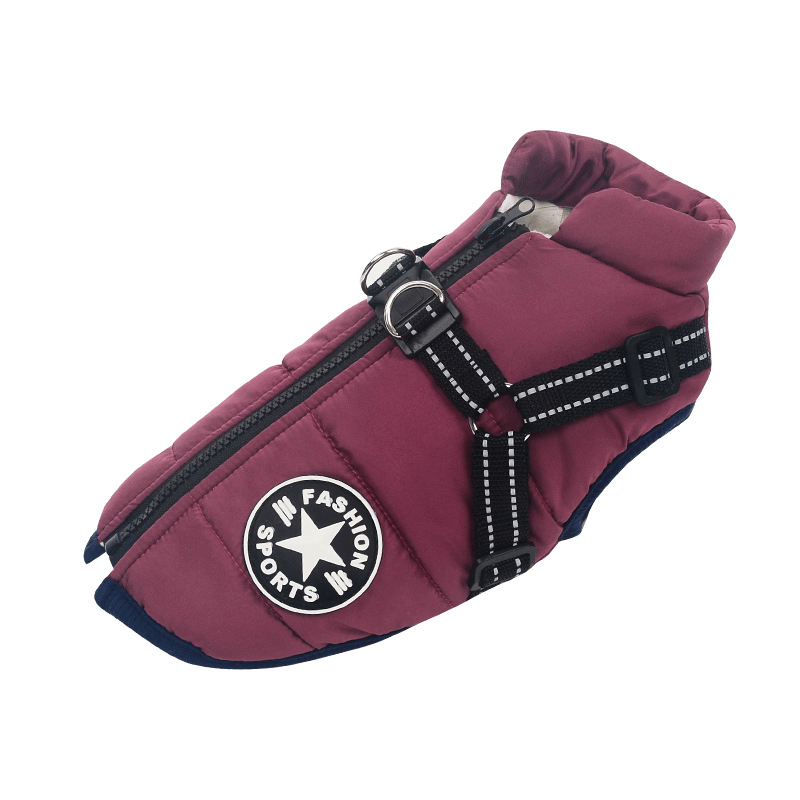 Manteau chien imperméable d'hiver avec harnais intégré
